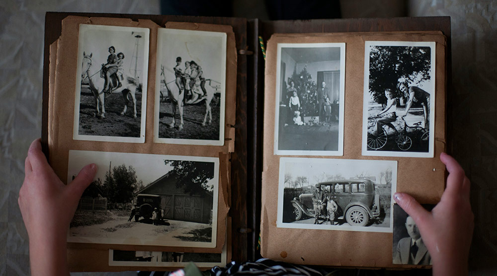 checking family album